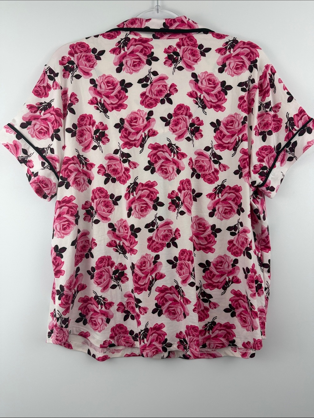 Kate Spade Pink Rose Floral Pajama Set Black Trim XL - Picture 8 of 11